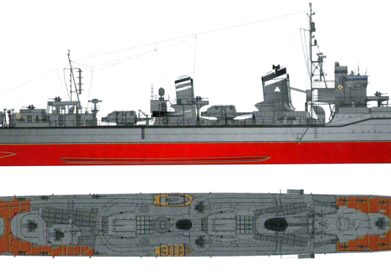 Эсминец IJN Yukikaze 1945 [Destroyer] - чертежи, габариты, рисунки